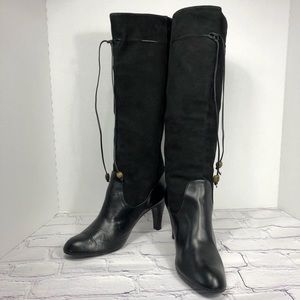 Lulu Guinness Tall Suede/Leather Black Boots EU 39